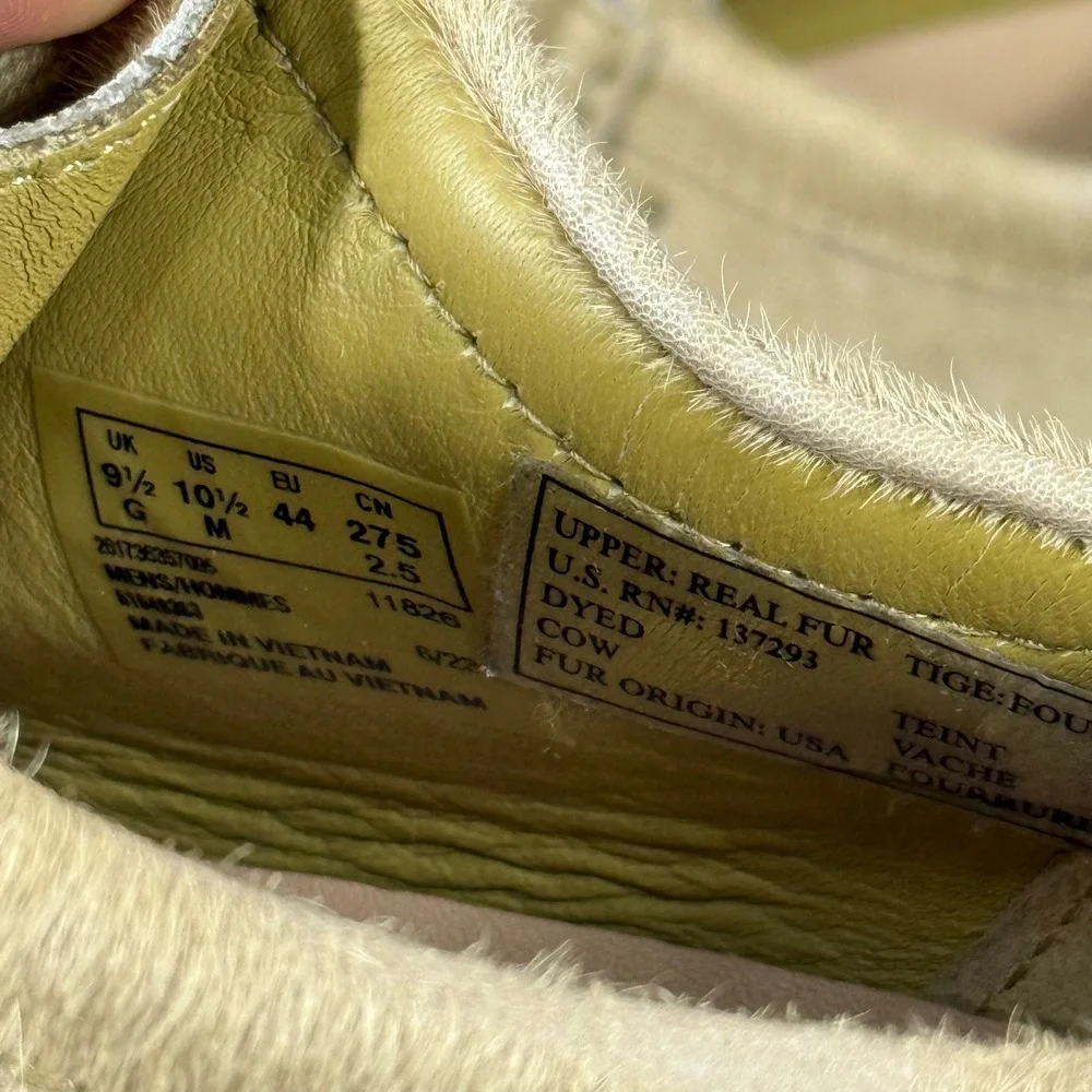 Clarks Originals Real Cow Fur Wallabee Shoes Tan Size 10.5